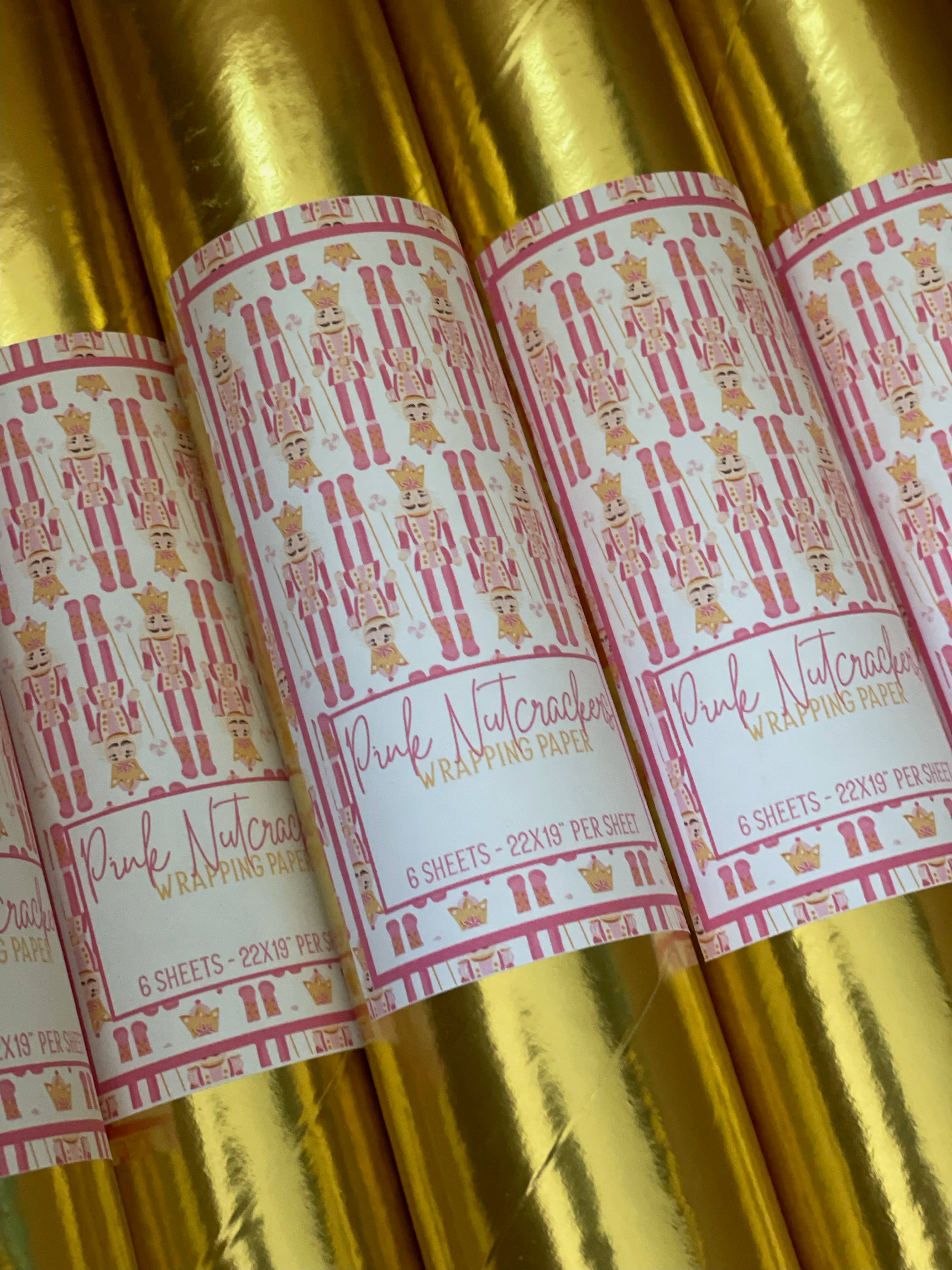 Pink House On River Road - Wholesale Flat Wrap - Nutcracker Christmas Holiday Gift Wrapping Paper9