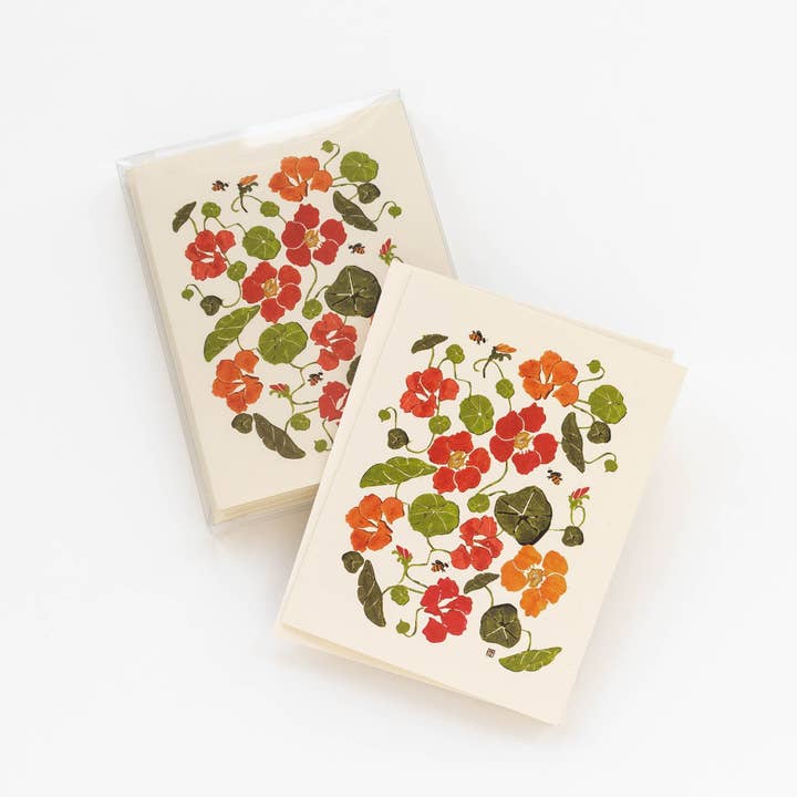 Note Cards | Pack of 6 - Nasturtium for wholesale by PRETTY FLOURS