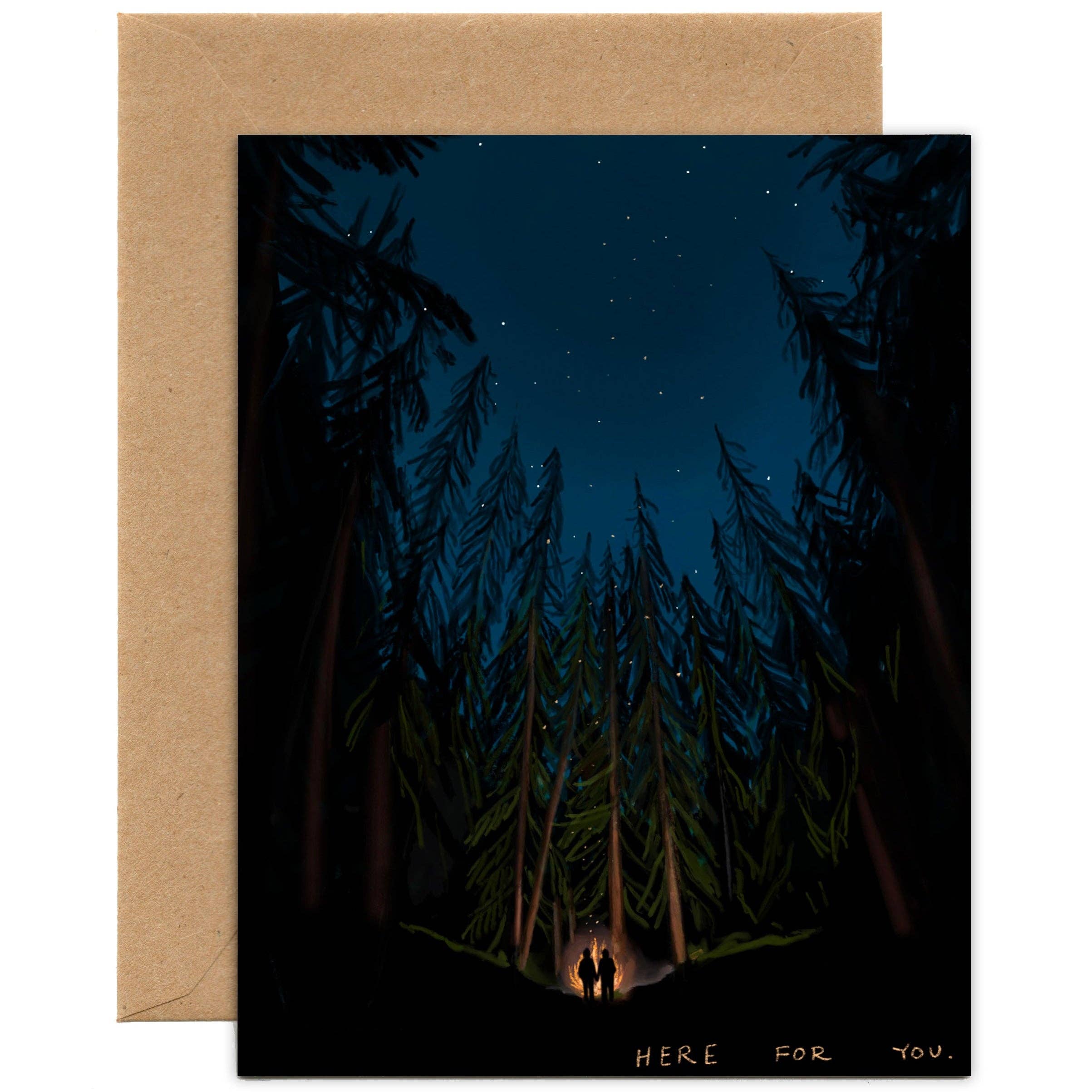 Tiny and Snail - Wholesale Everyday Greeting Card - Here for you (Bonfire in the Forest Card)0