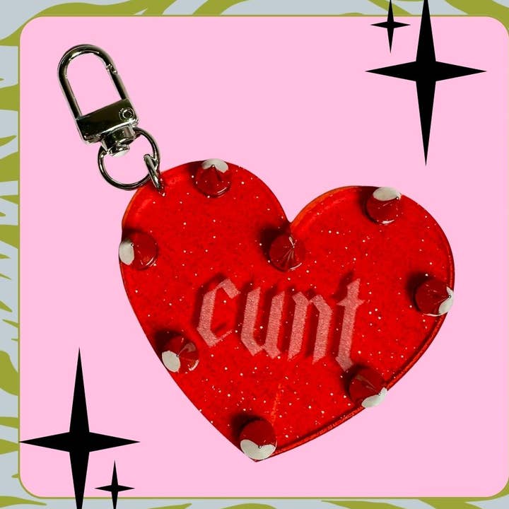 CUNT Studded Keychain/Bag Charm for wholesale by Foolish Fetish