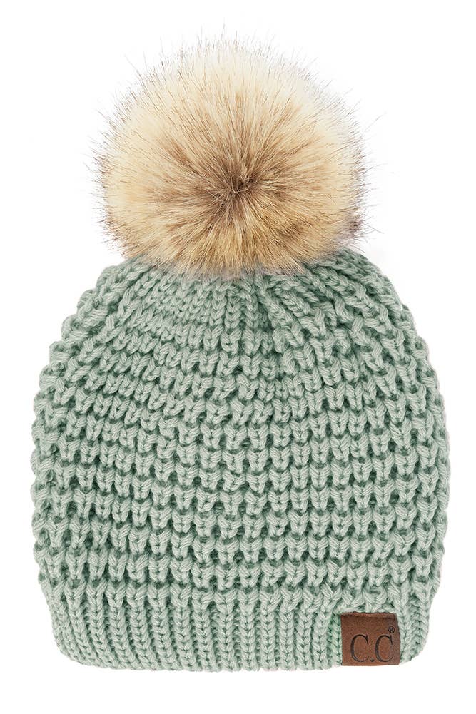 Hana - Wholesale Beanie - Women's - C.C Waffle Stitch Pattern Pom Beanie9