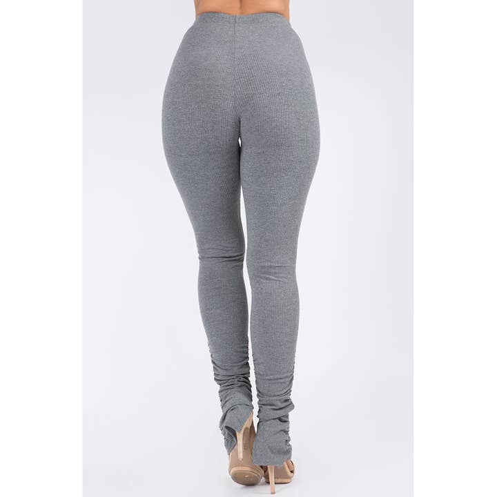 Uptown Apparel - Wholesale Fashion Leggings - Women's - B10613 Ribbed Ankle Ruched Leggings14
