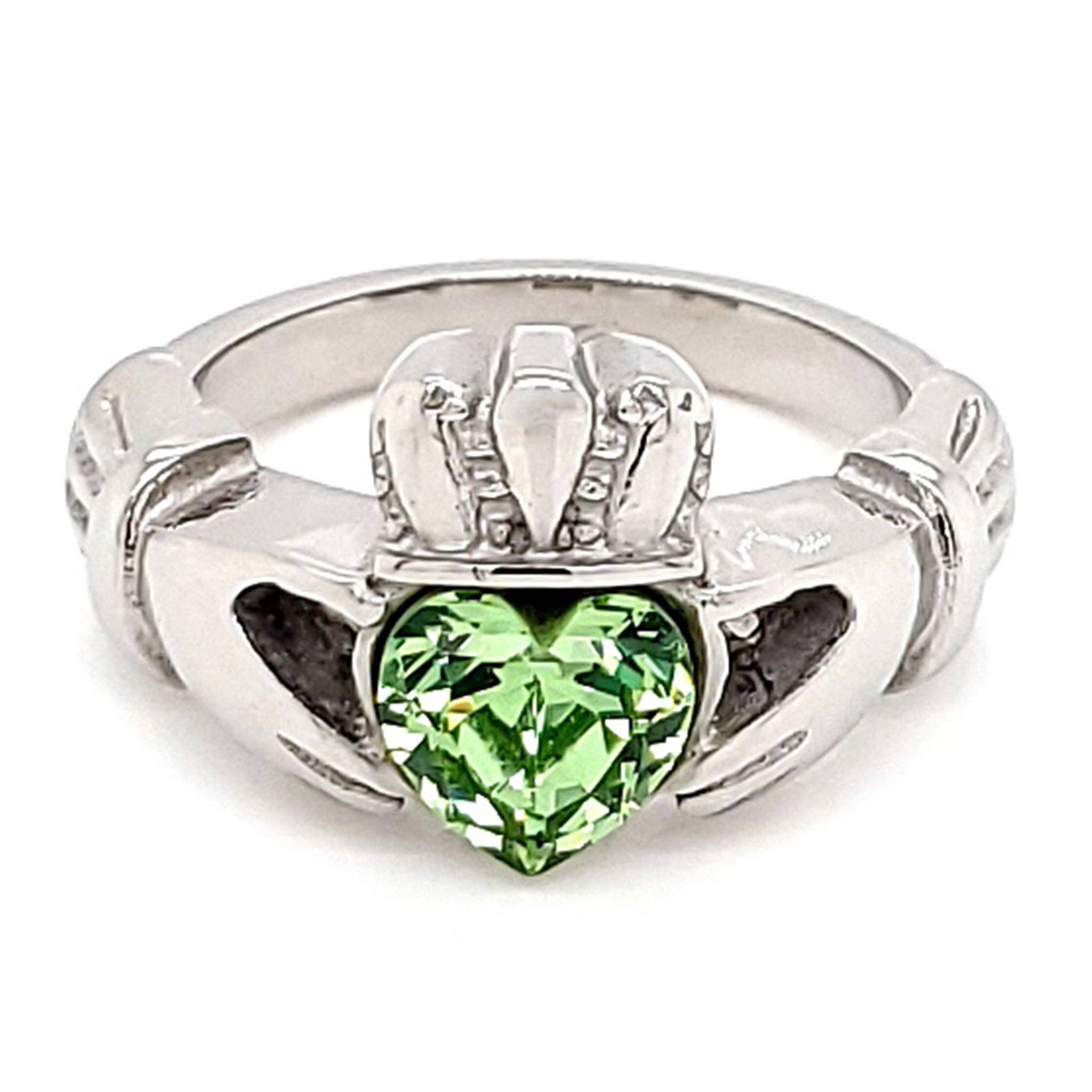 WJW – wholesale Multi-stone ring – White Gold over Brass Claddagh with CZ Birthstone Ring 22
