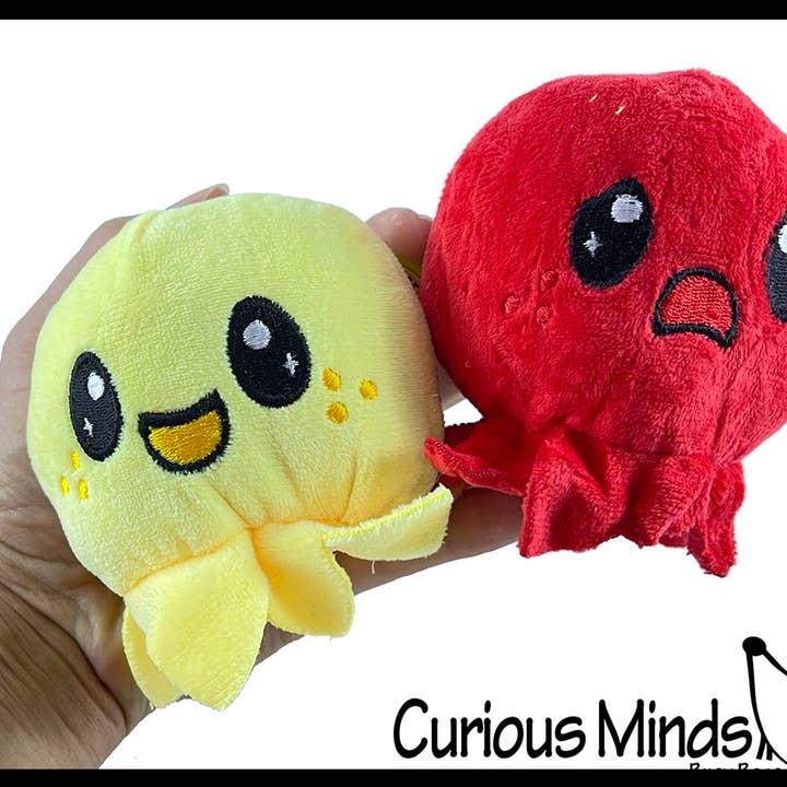 Curious Minds Toys – Engroshandel Plyslegetøj - Børn og baby – 1 Sød blæksprutte dyr glad trist plys flip indefra og ud Anima7