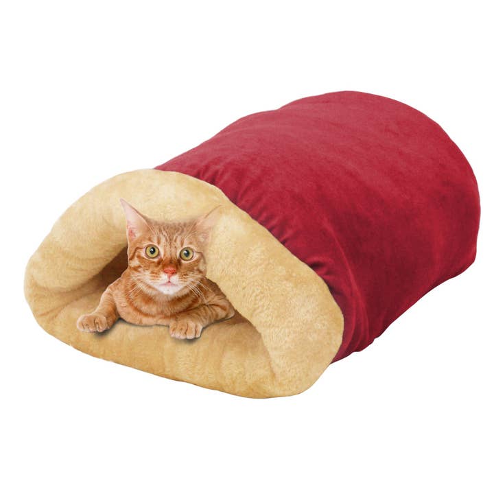 Jespet - Wholesale Pet Bed - Cat - GOOPAWS 4 in 1 Self Warming Burrow Cat Bed Pet Cuddle Cave, Burgundy
