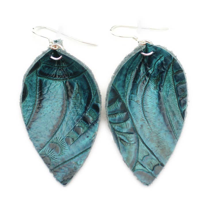 Tooled Blue - The Blossom Leather Earrings for wholesale by OneWild