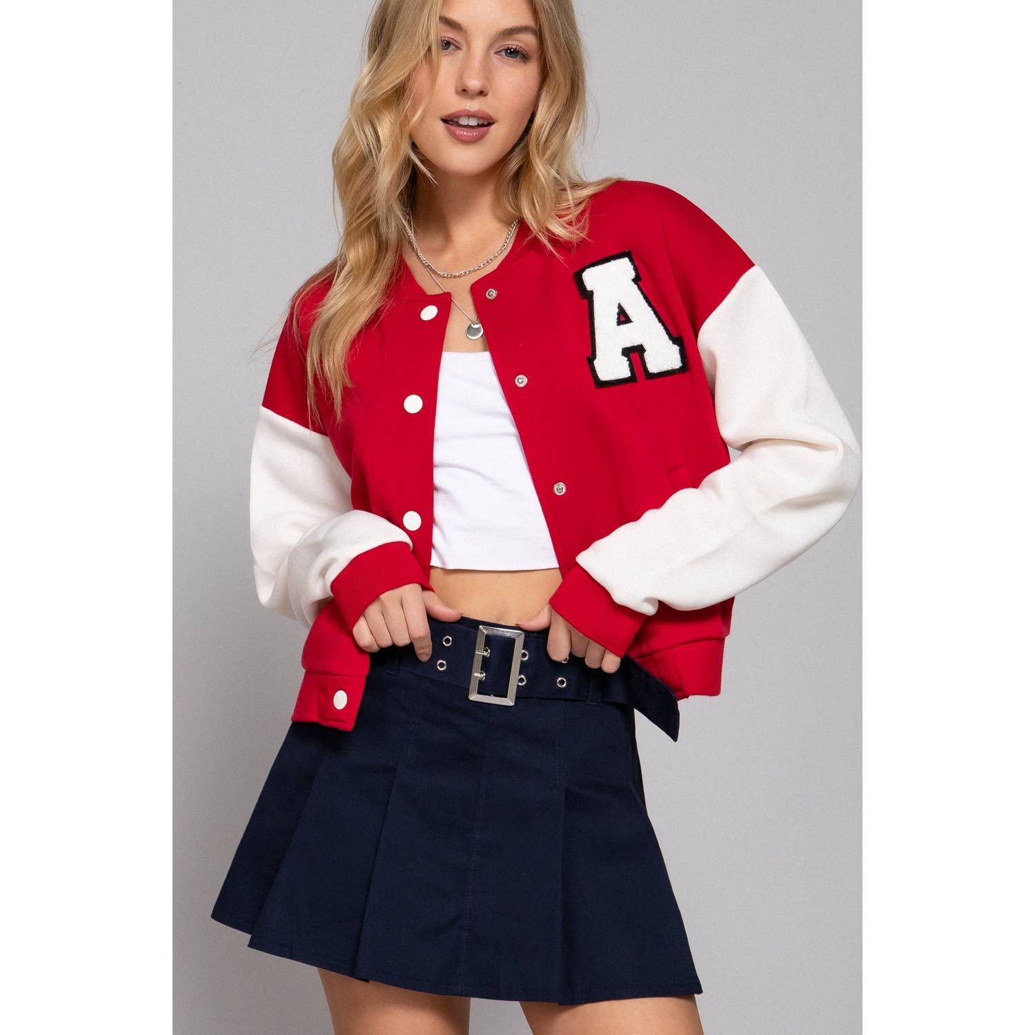 Apolline - Wholesale Varsity/Baseball Jacket - Women's - COLOR BLOCK BRUSHED VARSITY FLEECE JACKET8