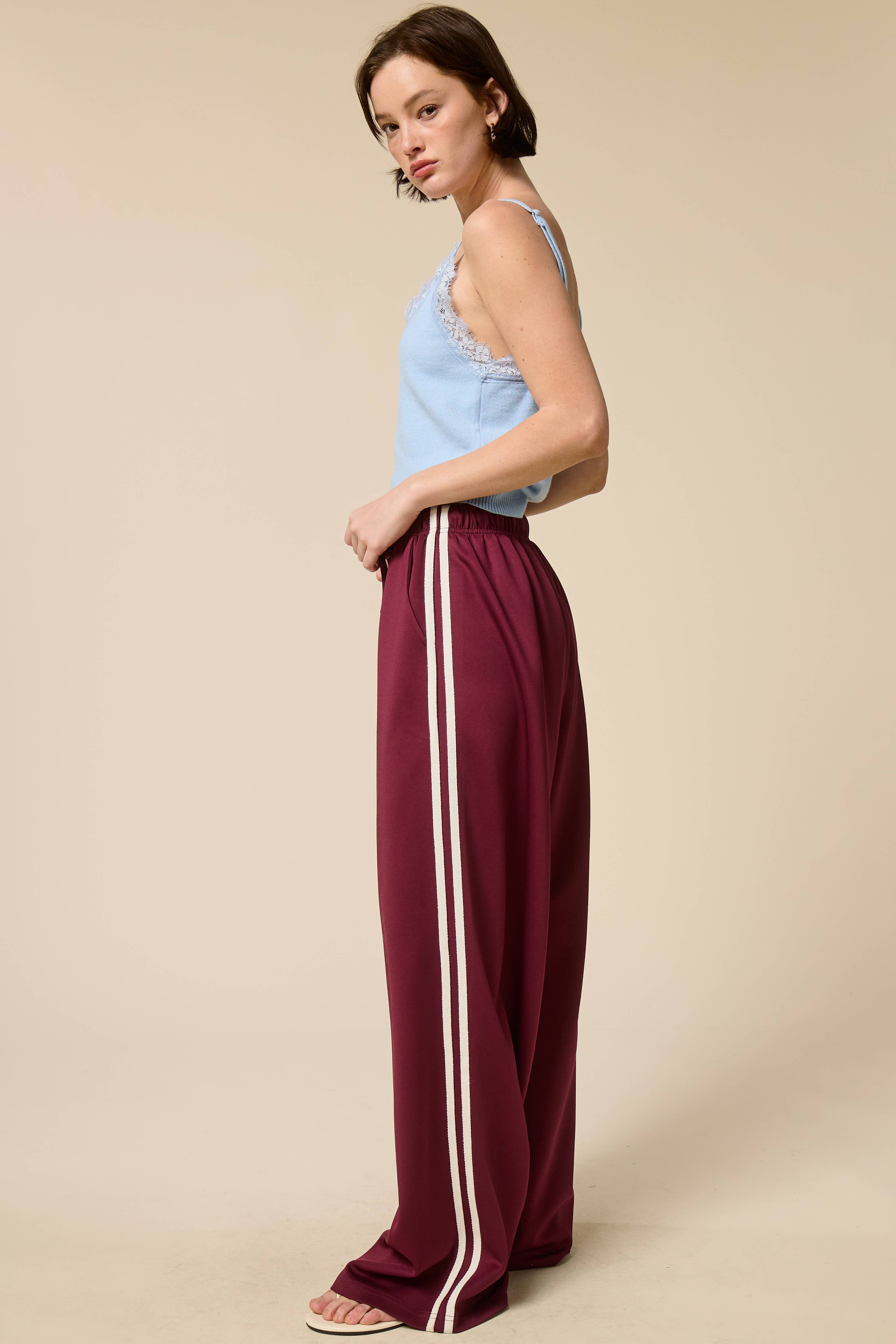 Mimosa - Wholesale Pants - Women's - Wide Leg Track Pants with Side Stripes11
