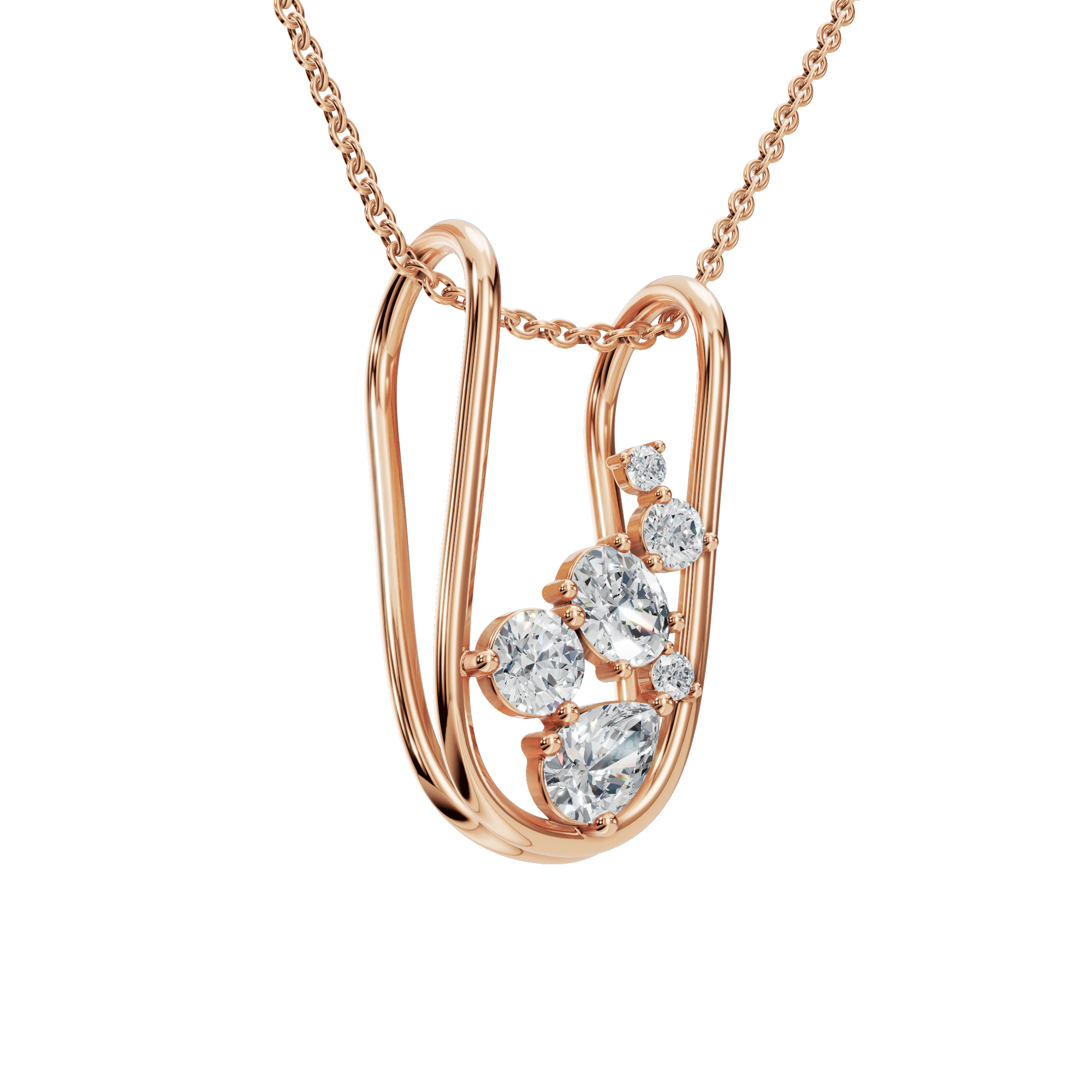 PureYou Jewelry – wholesale Hänge-/berlockhalsband – 14K Guld Diamantkluster Halsband, Naturligt Diamanthalsband11