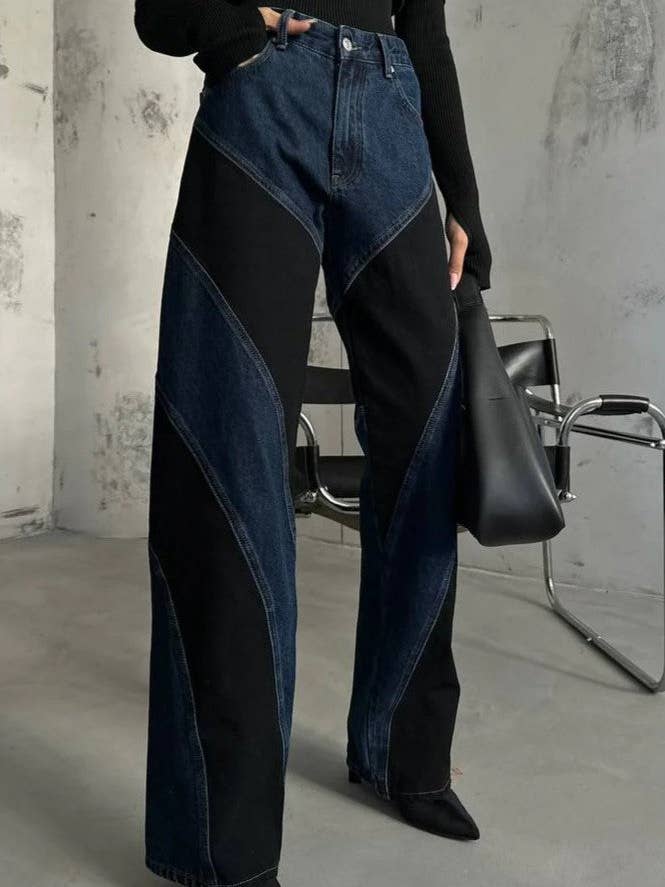 Jeans a gamba larga bicolore per la vendita all'ingrosso da parte di Stylewise Direct