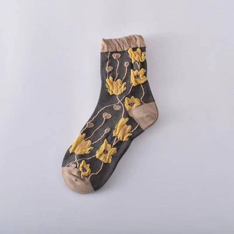Sheer Trend – wholesale Socks – Women's – 5-Color Mixed Three-Dimensional Relief Women's Sock Set1
