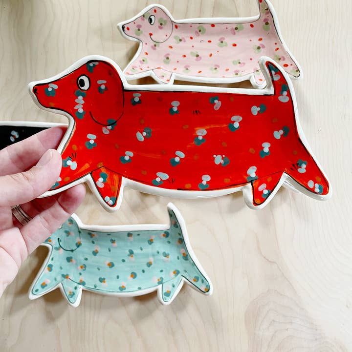 By Bianca Rae - Wholesale Decorative Plate/Dish/Bowl - Colorful Dachshund Plate2