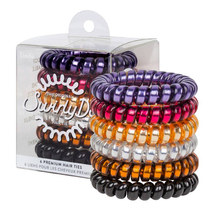 Lindo - Wholesale Hair Tie - Lindo Medium SwirlyDo – 6pcs/pk – Neutral Metallic