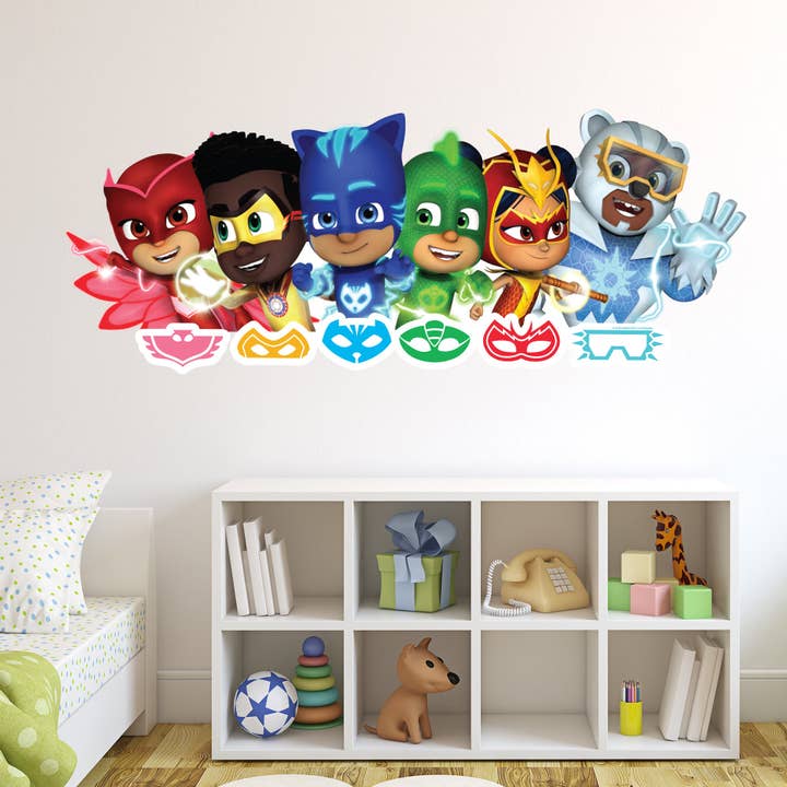 Autocolante de Parede PJ Masks - Grupo com Emblemas Arte de Parede por atacado de Themed