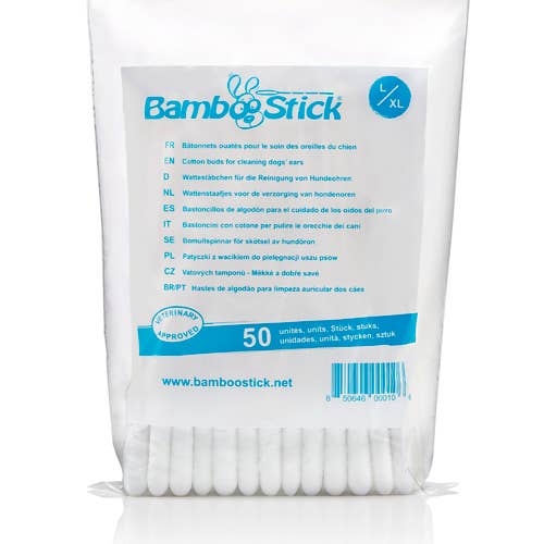 H3D – wholesale Groomingmedel för husdjur – Hund – Paket med 10 påsar, 50 bomullspinnar för hundar, Bamboostick®