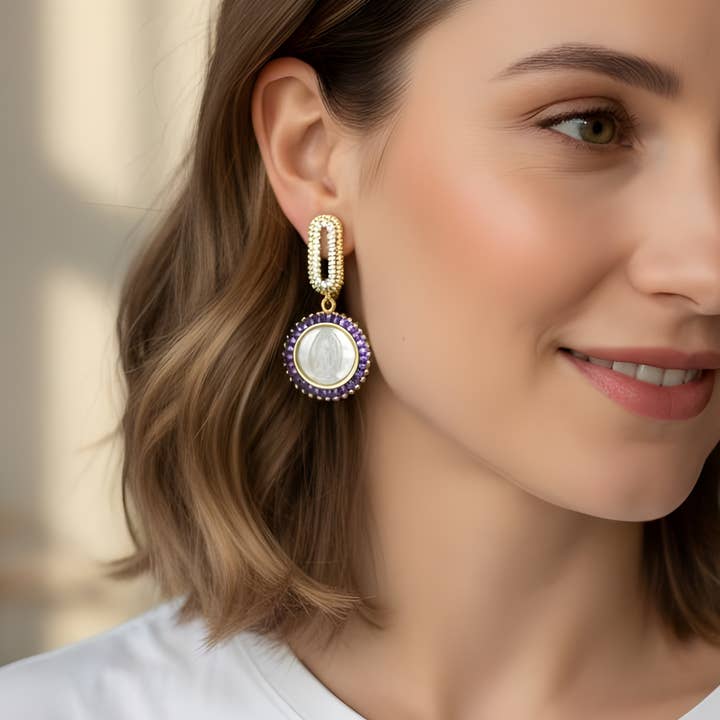 PHOEBE´S - Wholesale Dangle Earrings - Virgin of Guadalupe earrings with mother-of-pearl and zirconia1
