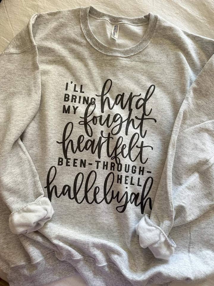 Hjertefilt hallelujah sweatshirt med rund hals for engroshandel hos 4 little hearts