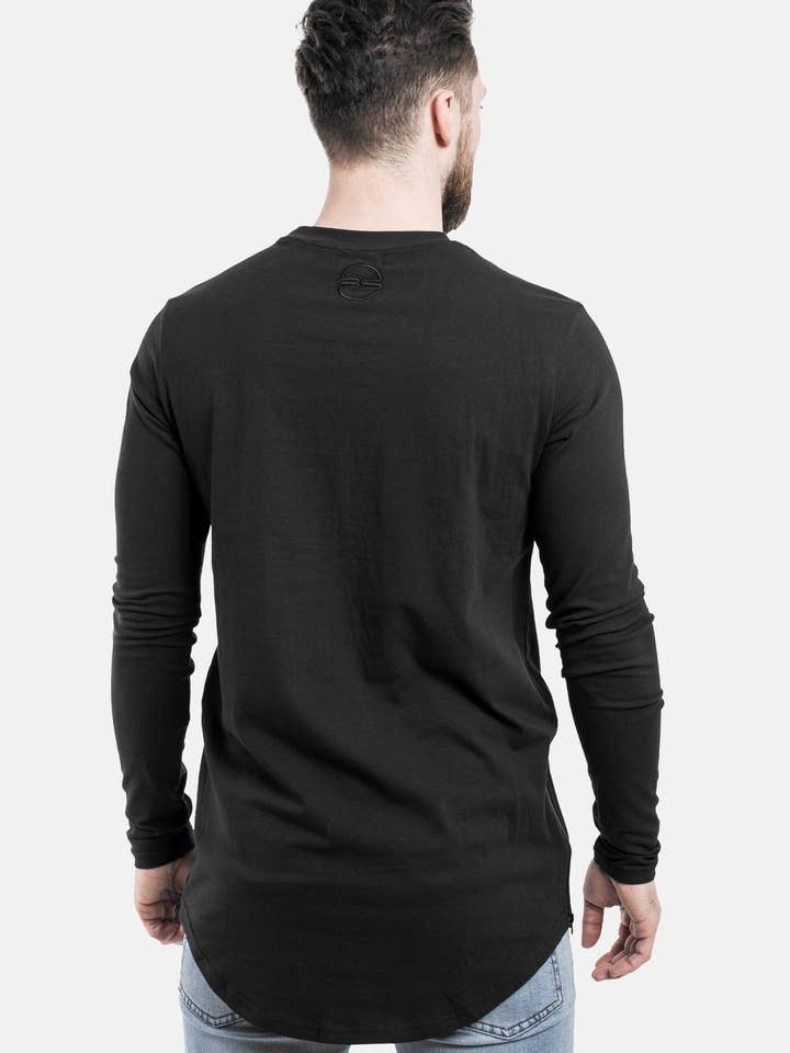 Blackskies - Wholesale T-Shirt - Men's - Langarm-Langshirt mit seitlichem Reißverschluss Schwarz3