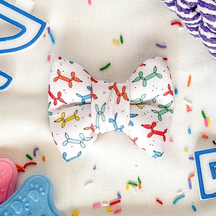 Balloon Dogs Birthday Dog Bowtie for wholesale by Sparkle & Chic Petite Pup Boutique