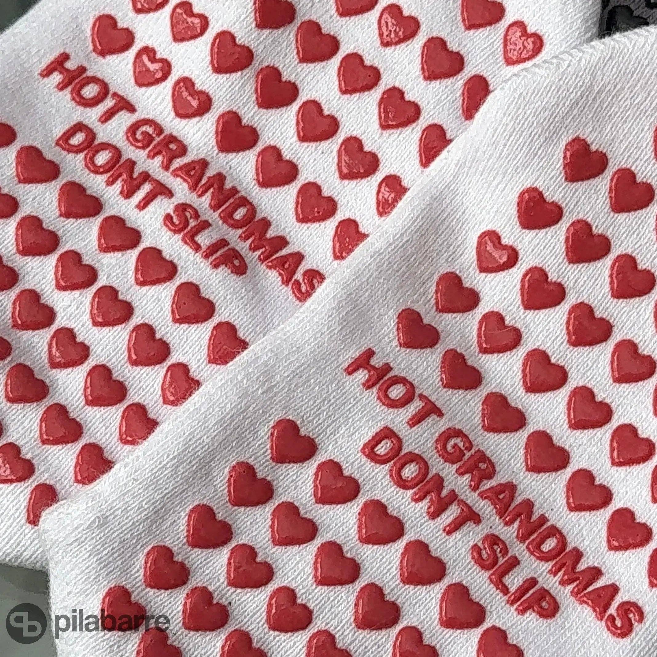 Pilabarre - Venta al por mayor Calcetines - Mujer - Calcetines antideslizantes "Las abuelas sexis no resbalan" - Blanco/Rojo3