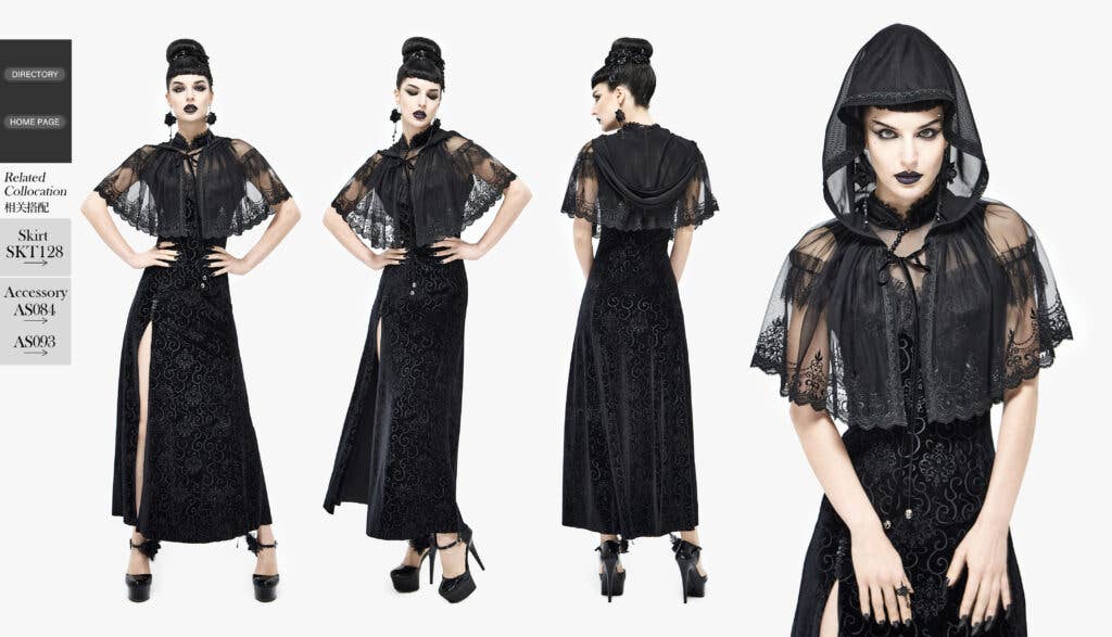 Western Fashion - Wholesale Cape - Women's - CA22 - Black lace hooded Cape7