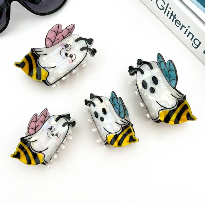 Ghost Bee Hair Claw Clip, Spooky & Cute Halloween Hair Clip for wholesale by SoapElenGlen