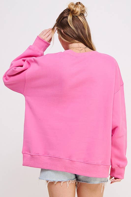 JADE BY JANE - Vendita all'ingrosso Felpa - Donna - Felpa oversize a maniche lunghe con scollo rotondo tinta unita6