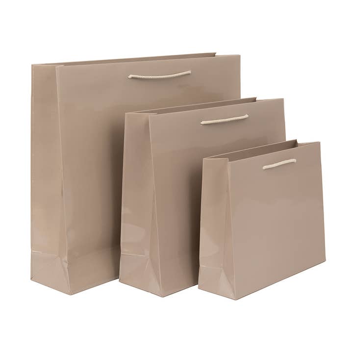 Glossy Taupe Luxury Double-Layer Paper Bag for wholesale on Faire