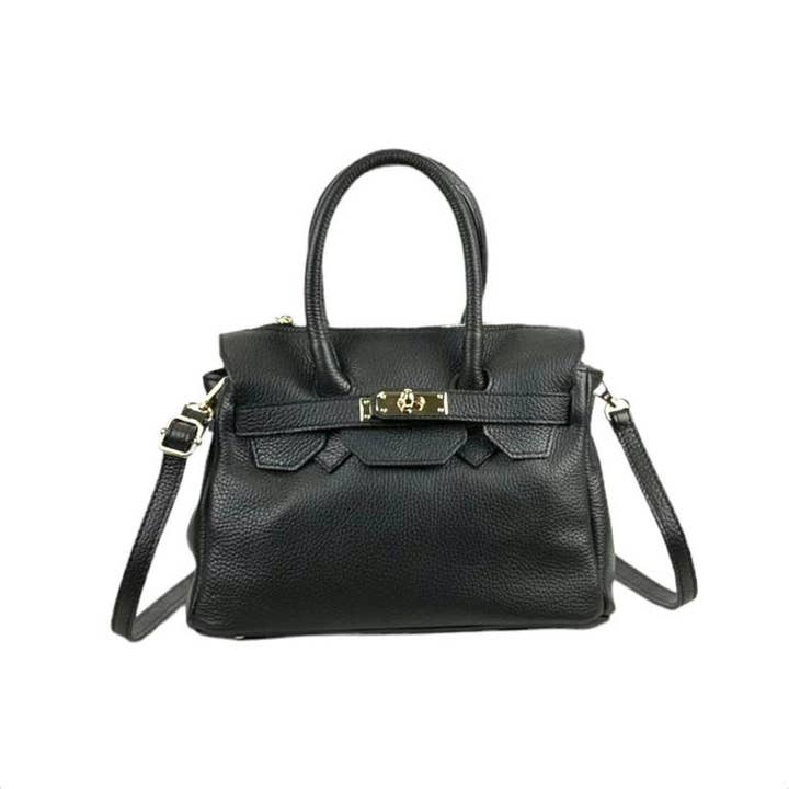 Chenson & Gorett - Wholesale Top Handle Bag - Women's - Women's Italian Leather Handbag with Decorative Front