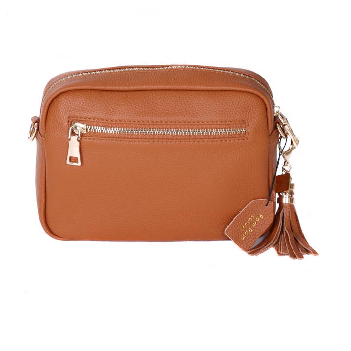 Pom Pom London - Wholesale Crossbody Bag - Women's - Pom Pom London City Bag Tan & Strap Tan Mix