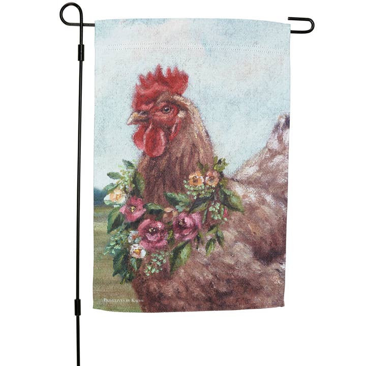 Primitives by Kathy - Wholesale Flag - Floral Chicken Garden Flag