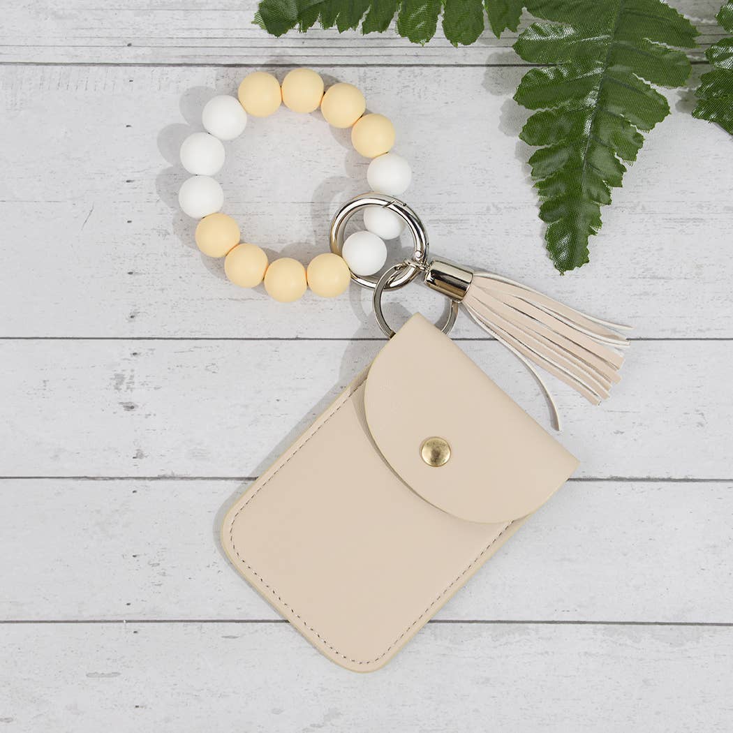 SoapElenGlen - Wholesale Sleutelhanger-armbanden - Effen gekleurde kaarthouder met kralen en kwastjes en sleutelhanger4