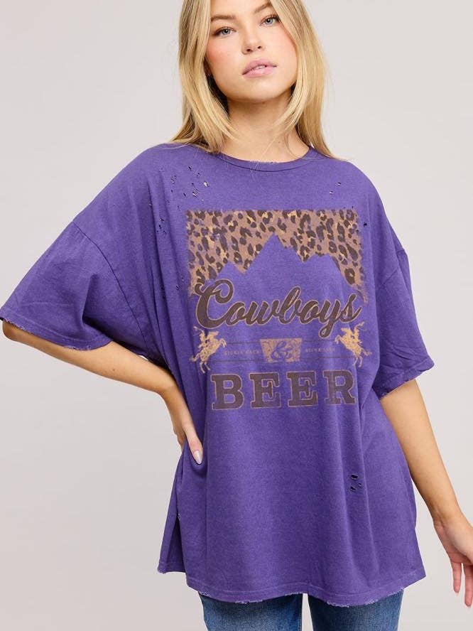 Cowboys & Beer Leopard Graphic S/S Seamless Tee ZO for wholesale by Zutter