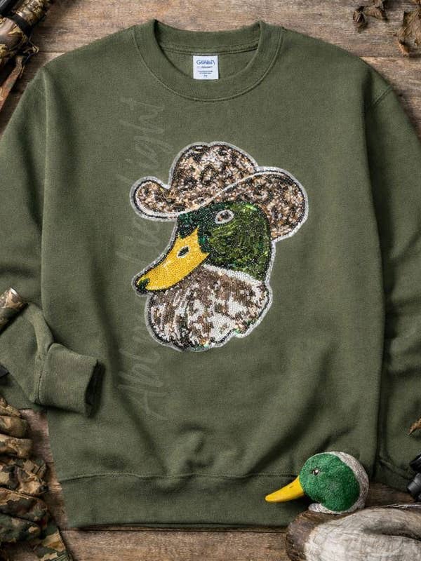 ABLNco - Wholesale Sweatshirt - Women's - Western Mallard Duck Hunting Sequins Patch Sweatshirt1