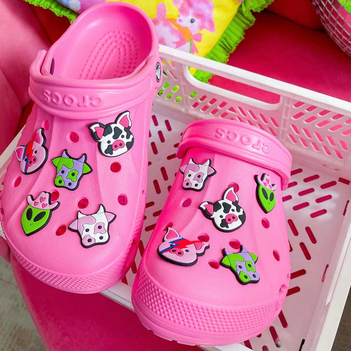 The Clay Drop - Wholesale Shoe Accessories - Cow, Pig, Alien Mixed Croc Charms - Pack of 5