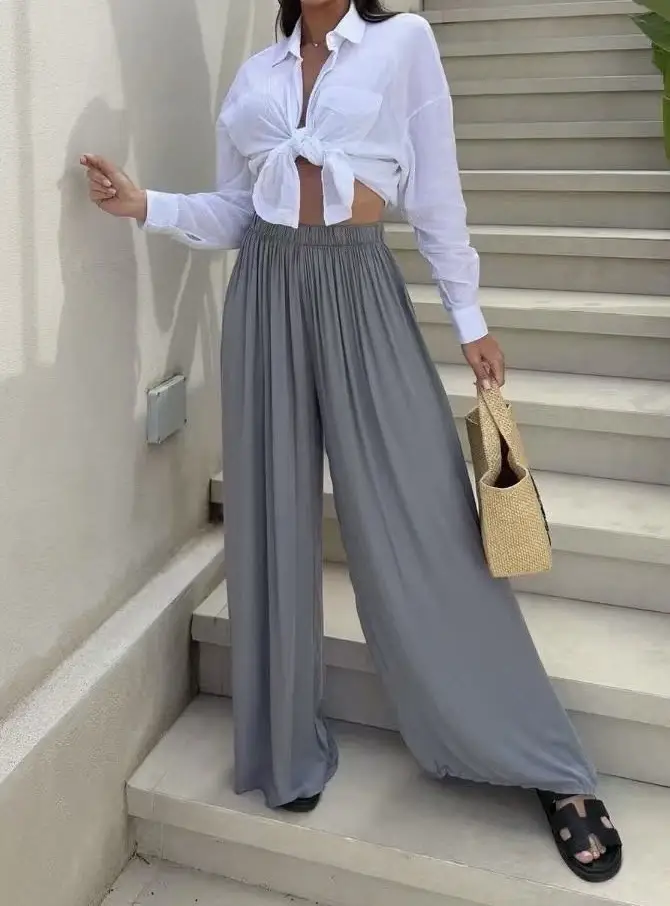 ESTEE BROWN - Wholesale Top & Pant Set (NOT Loungewear) - Women's - Fluid wide-leg pants - 100% Viscose - 22087