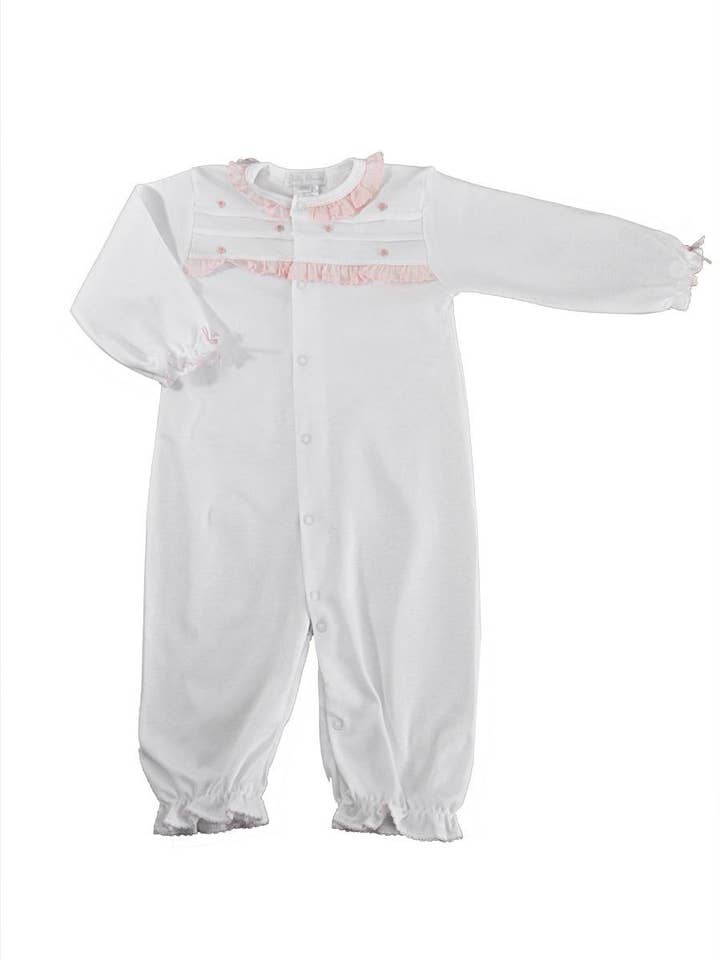Rose Buds White Girl Converter Robe de chambre pour bébé en coton pima pour la vente par Baby Threads