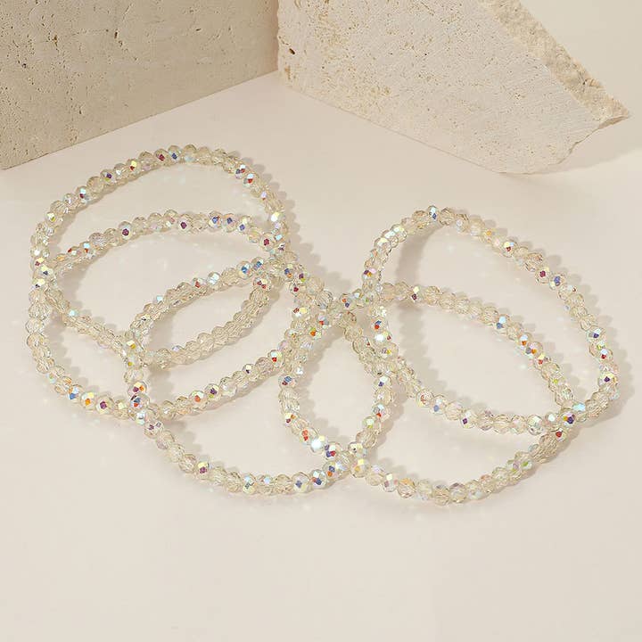 Sensibling Corp. - Wholesale Jewelry Set - 5PCS - Sparkling Faceted Beaded Stackable Stretch Multi Layered Bracelet41