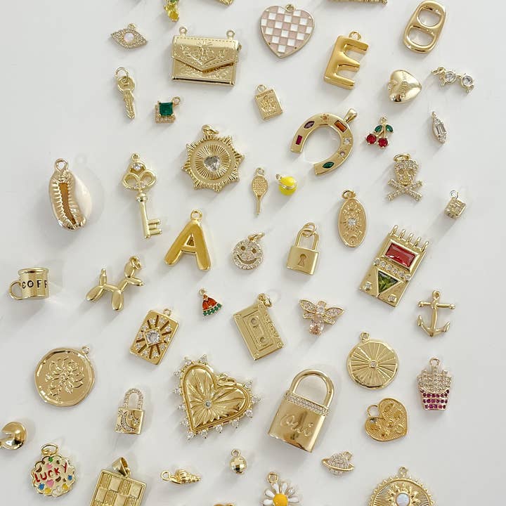Goldie Charm Bar - Wholesale Pendant/Charm Necklace - SMALL CHARM BUNDLE: 25 ASSORTED CHARMS