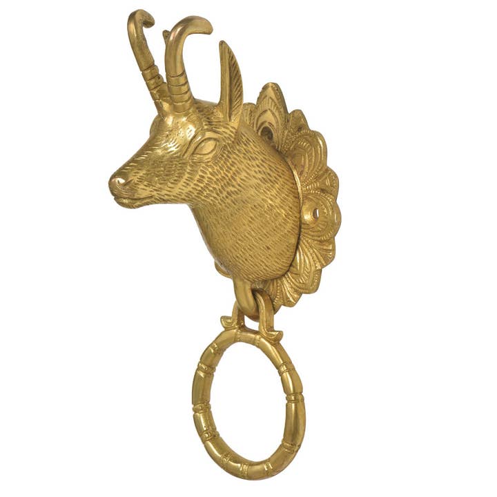 6 Piece Brass Billy Goat Head Vintage Door Knocker for wholesale by Daana Paani LLC