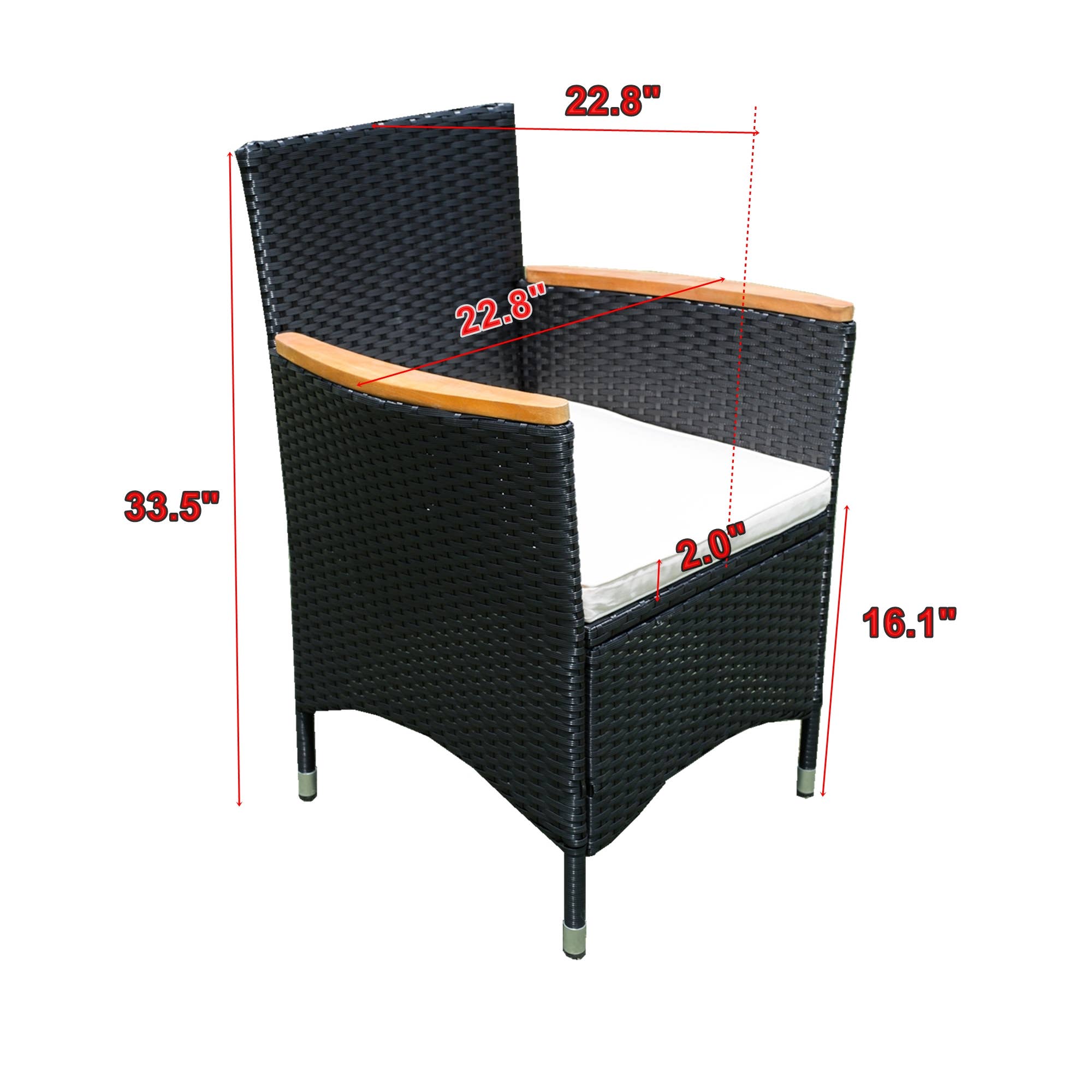 39F Inc. - Wholesale Patio Set - 7-Piece Outdoor Patio Wicker Dining Set with Acacia Wood Top4