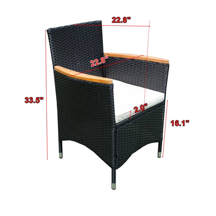 39F Inc. - Wholesale Patio Set - 7-Piece Outdoor Patio Wicker Dining Set with Acacia Wood Top4