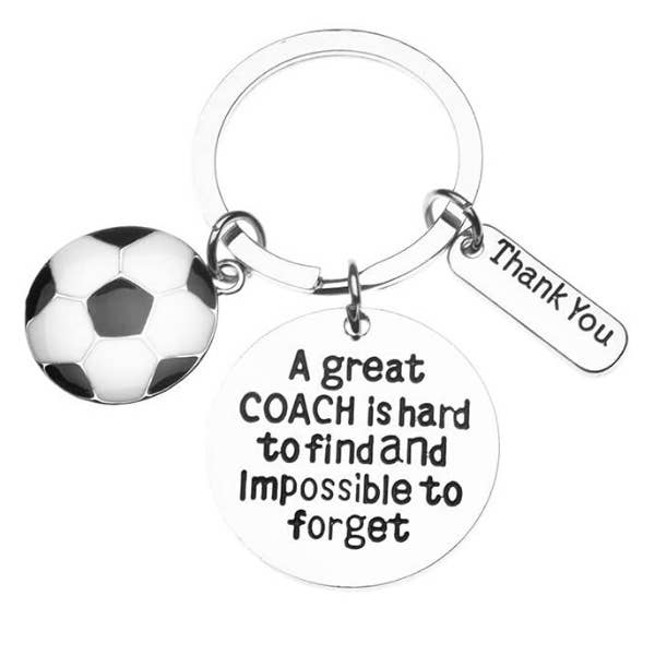Soccer Keychain - Great Coach is Hard to Find But Impossible to Forget for wholesale by Sportybella