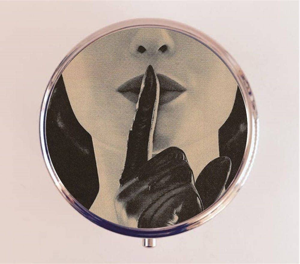 FringePop - Wholesale Pill Organizer - Retro Whisper Pill Box Case Pillbox Holder Trinket Box 1950's Glamour Whispering Pop Art0