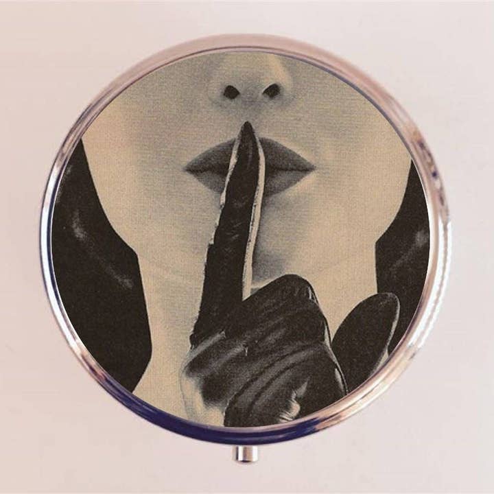 FringePop - Wholesale Pill Organizer - Retro Whisper Pill Box Case Pillbox Holder Trinket Box 1950's Glamour Whispering Pop Art