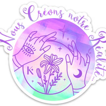 “We create our reality” sticker for wholesale by KARMA YOGA SHOP