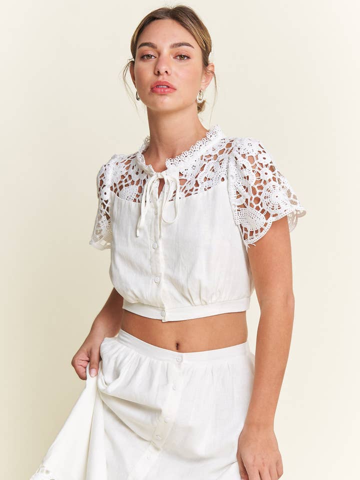 Lace Detailed Crop Top for wholesale by In The Beginning