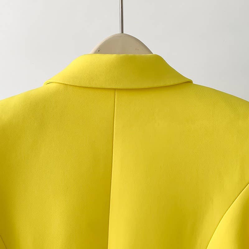 Giallo BL045 Runway Fashion Blazer da donna con piume dritte in vendita all'ingrosso su Faire9