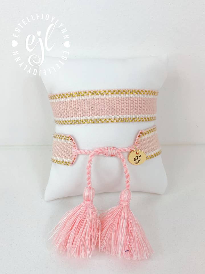 Create-Your-Own Custom Embroidered Bracelet - Pink Champagne for wholesale by EstelleJoyLynn, LLC