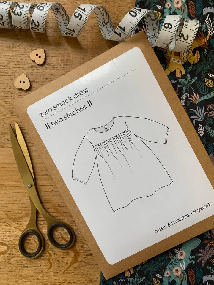 Zara Smock Dress Sewing Pattern for Childrenswear for wholesale by Two Stitches Patterns